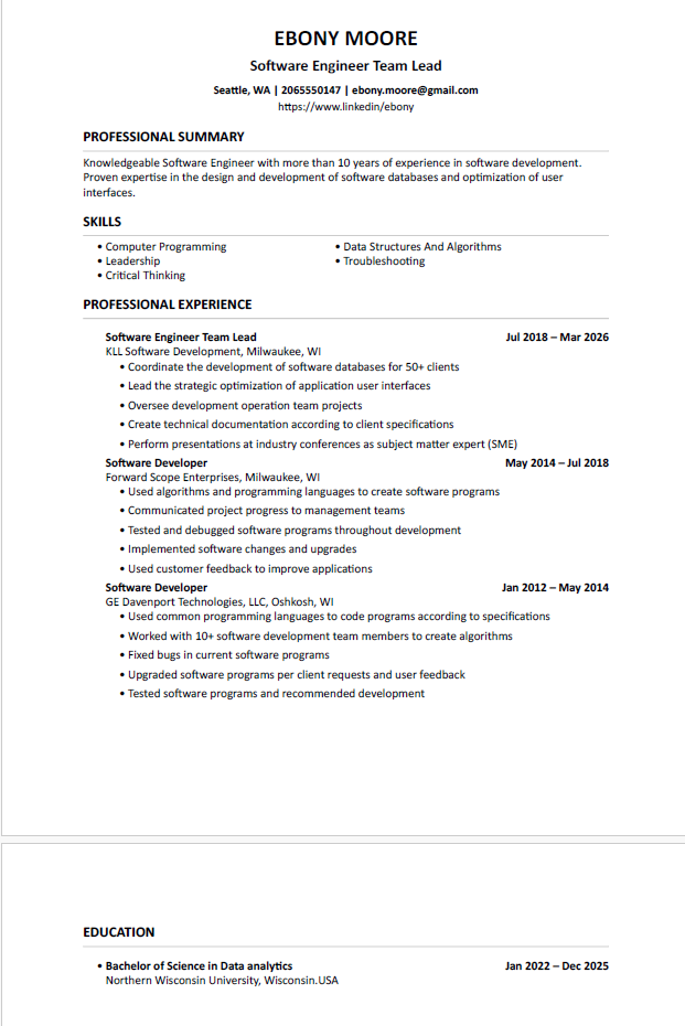Original resume before AI optimization