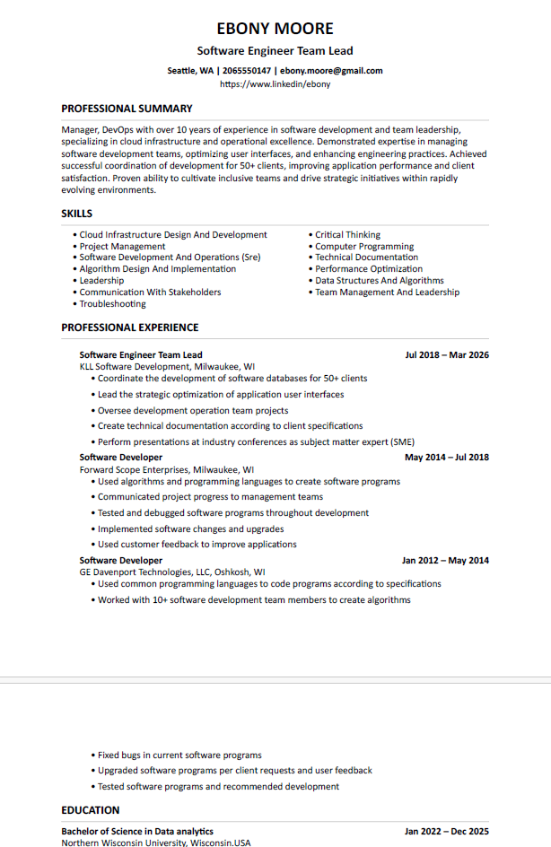 Optimized resume after AI tailoring